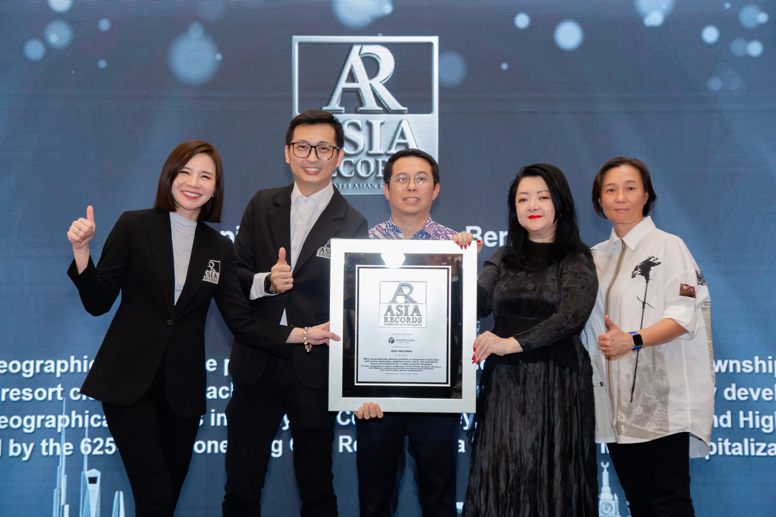 Tropicana Corporation 荣获 ASIA Records 认可 打造马来西亚地理分布最广的综合型度假式发展版图